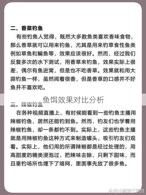 鱼饵效果对比分析