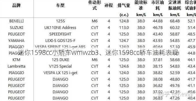 迷你1598cc小轿车wmwzb3、迷你1598cc轿车油耗表现