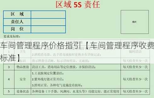 车间管理程序价格指引【车间管理程序收费标准】