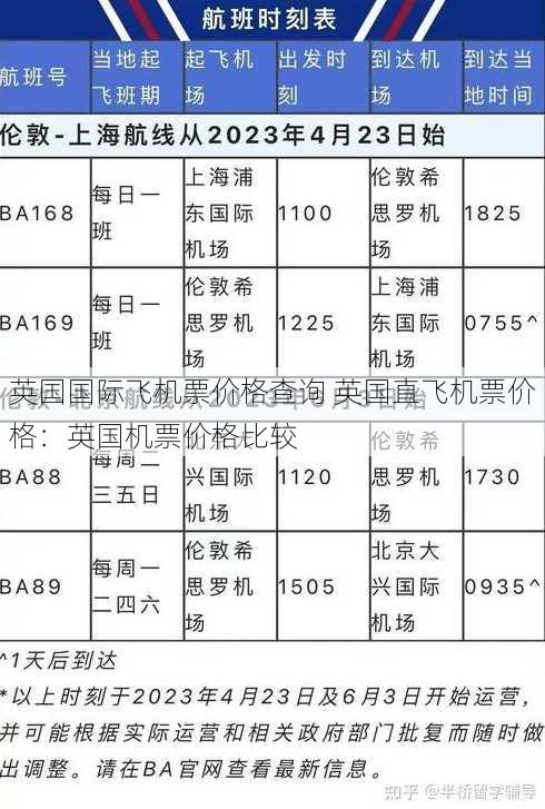 英国国际飞机票价格查询 英国直飞机票价格：英国机票价格比较