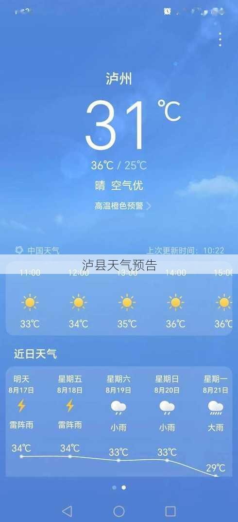 泸县天气预告