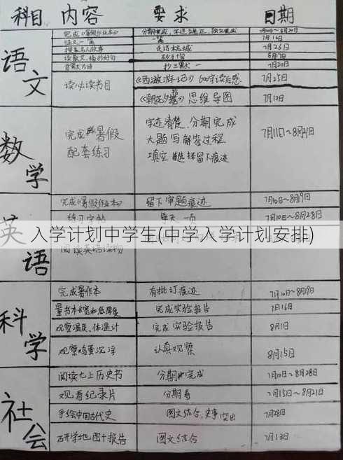 入学计划中学生(中学入学计划安排)