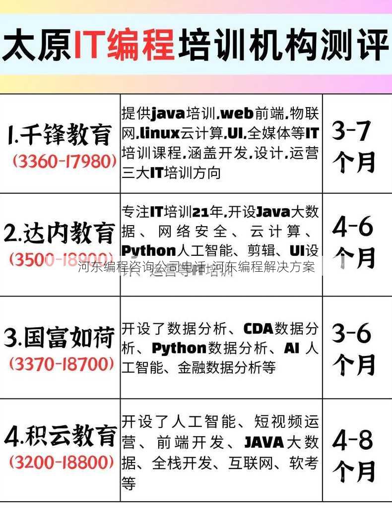 河东编程咨询公司电话-河东编程解决方案