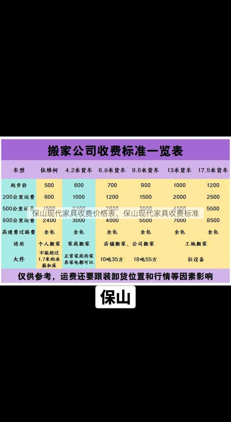 保山现代家具收费价格表、保山现代家具收费标准