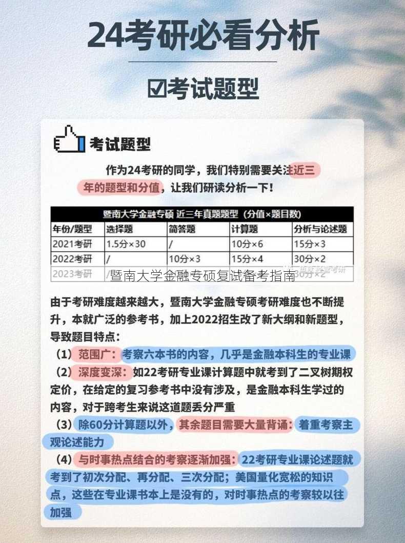 暨南大学金融专硕复试备考指南