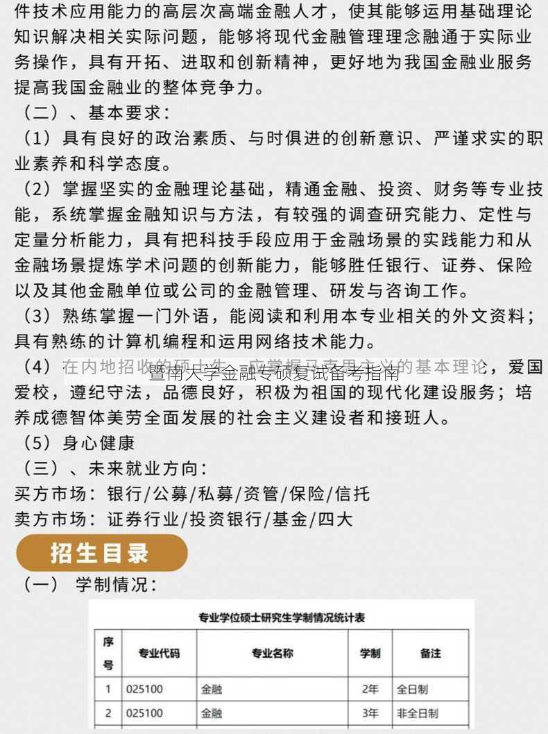 暨南大学金融专硕复试备考指南