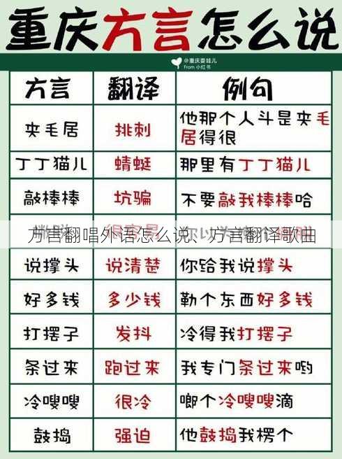 方言翻唱外语怎么说、方言翻译歌曲