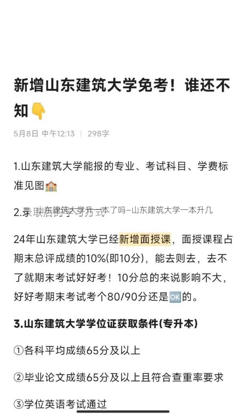 山东建筑大学升一本了吗—山东建筑大学一本升几