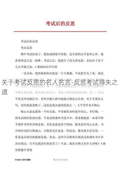 关于考试反思的名人名言-反思考试得失之道