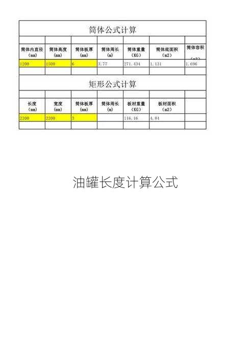 油罐长度计算公式