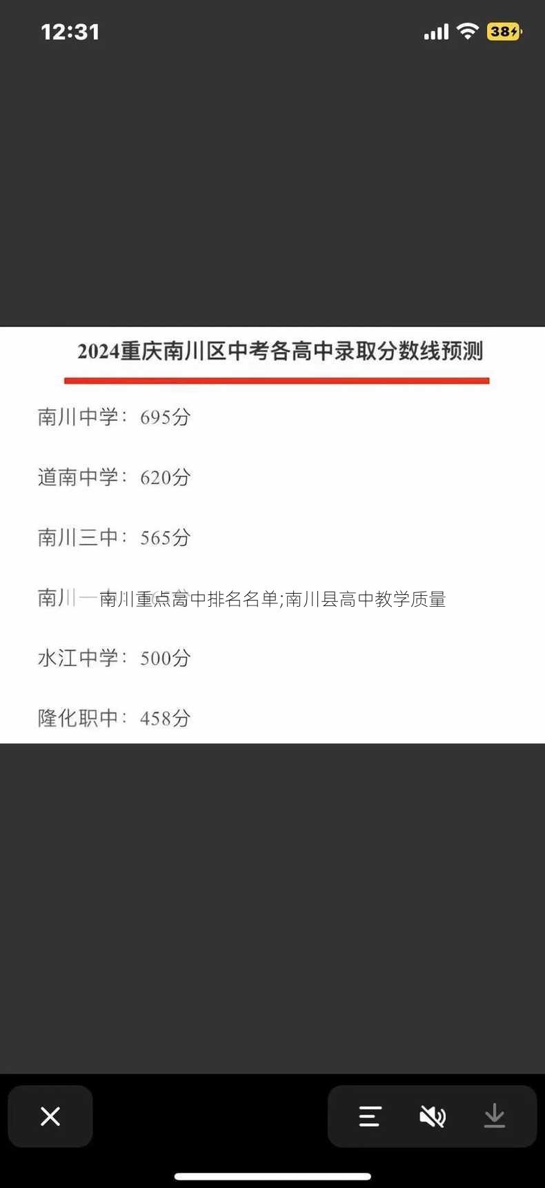 南川重点高中排名名单;南川县高中教学质量