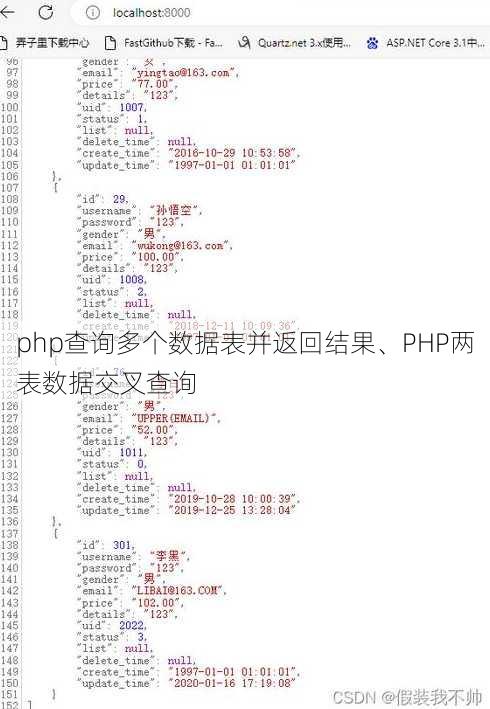 php查询多个数据表并返回结果、PHP两表数据交叉查询