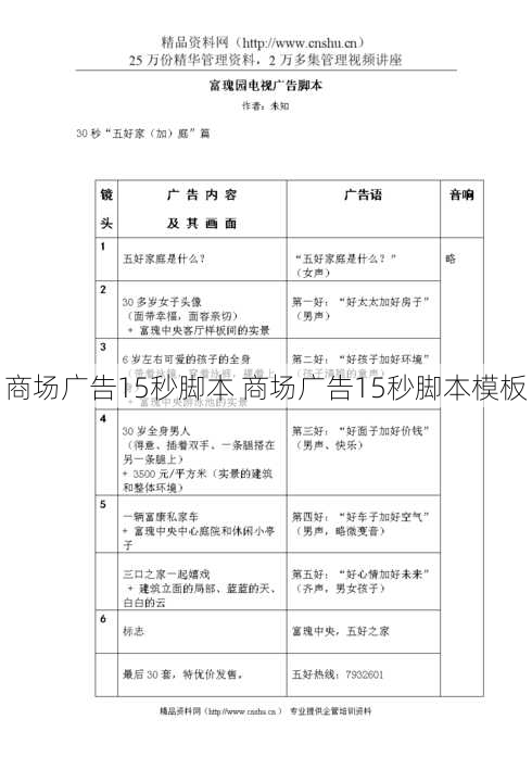 商场广告15秒脚本 商场广告15秒脚本模板