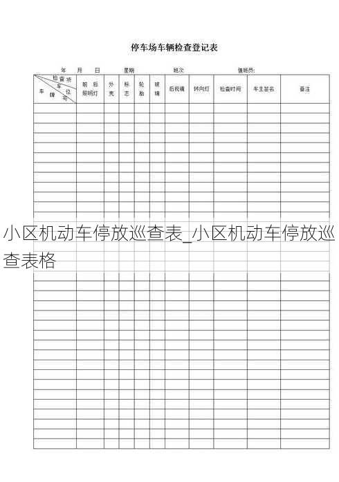 小区机动车停放巡查表_小区机动车停放巡查表格