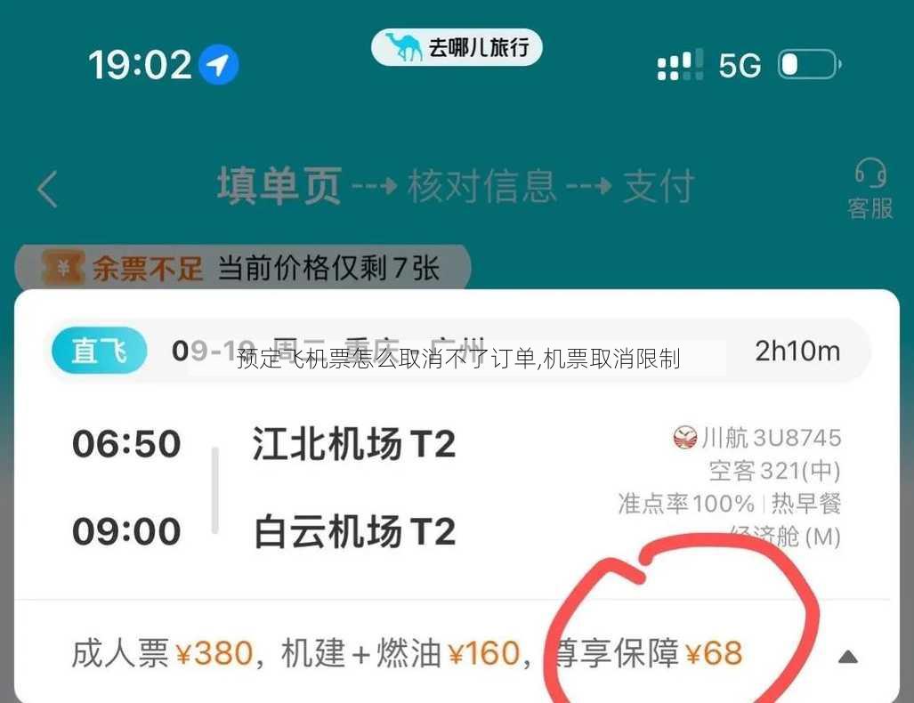 预定飞机票怎么取消不了订单,机票取消限制