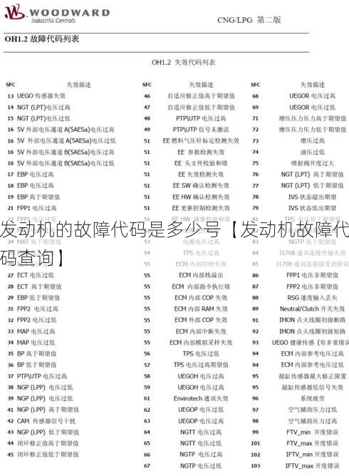 发动机的故障代码是多少号【发动机故障代码查询】