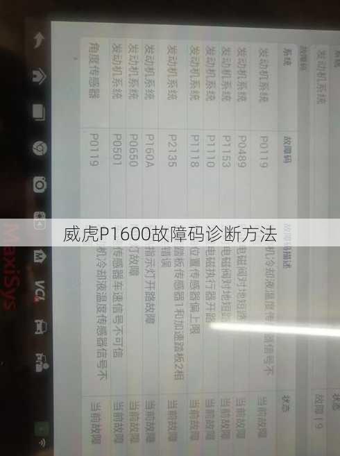 威虎P1600故障码诊断方法